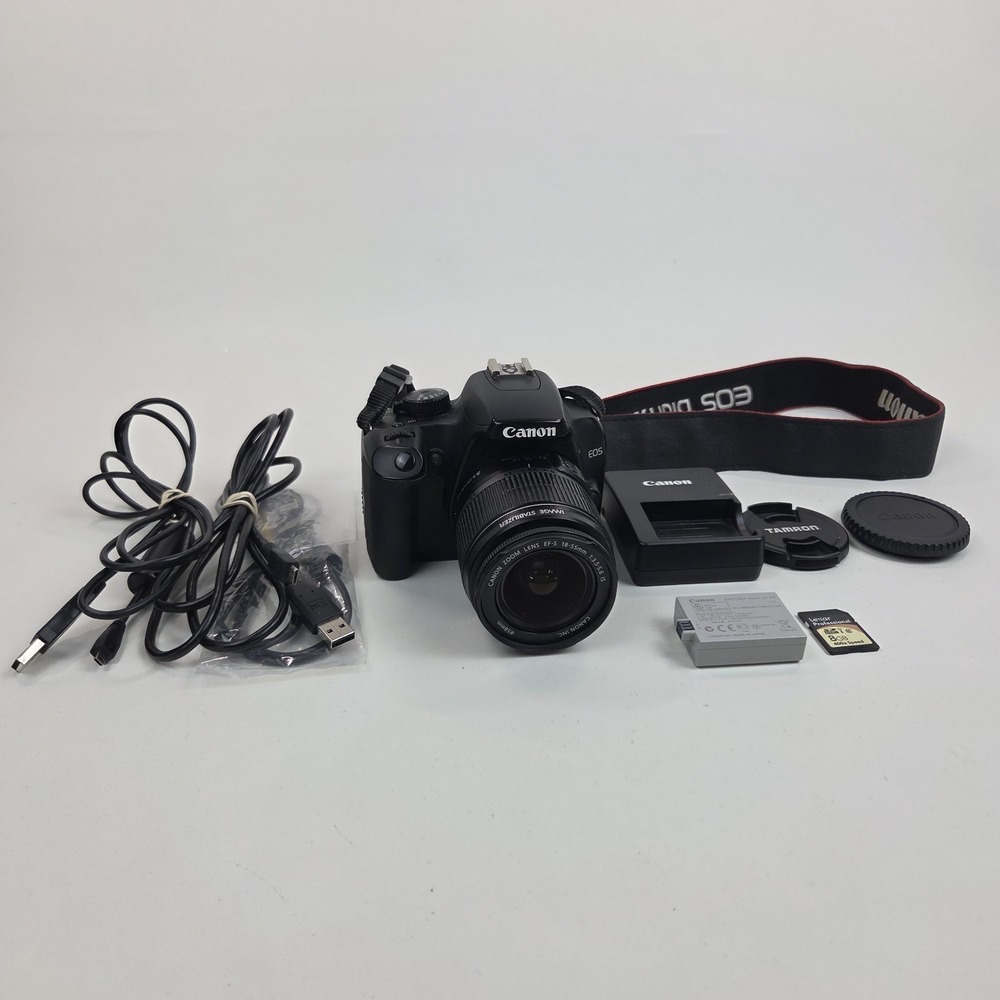 Canon EOS Rebel XS Digital SLR Camera w/18-55mm Lens Charger SD + Battery Tested